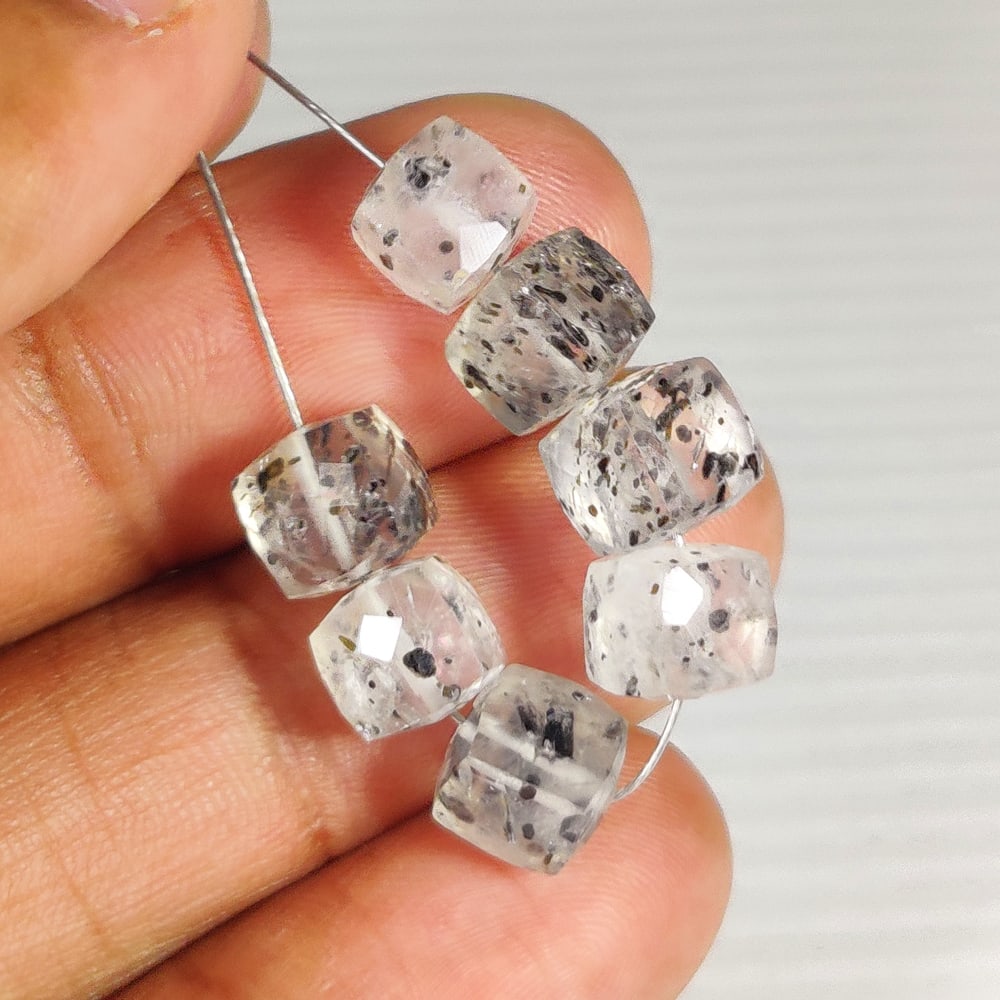 23.16 Ct Natural Rutile Quartz Square Cut Beads: Weight - 23.16 Ct / Dimensions - 7.00 - 7.50 mm / 7 Pc's / Shape - Square Cut Beads / Clarity - Transparent / Origin - Norway / Treatment - None