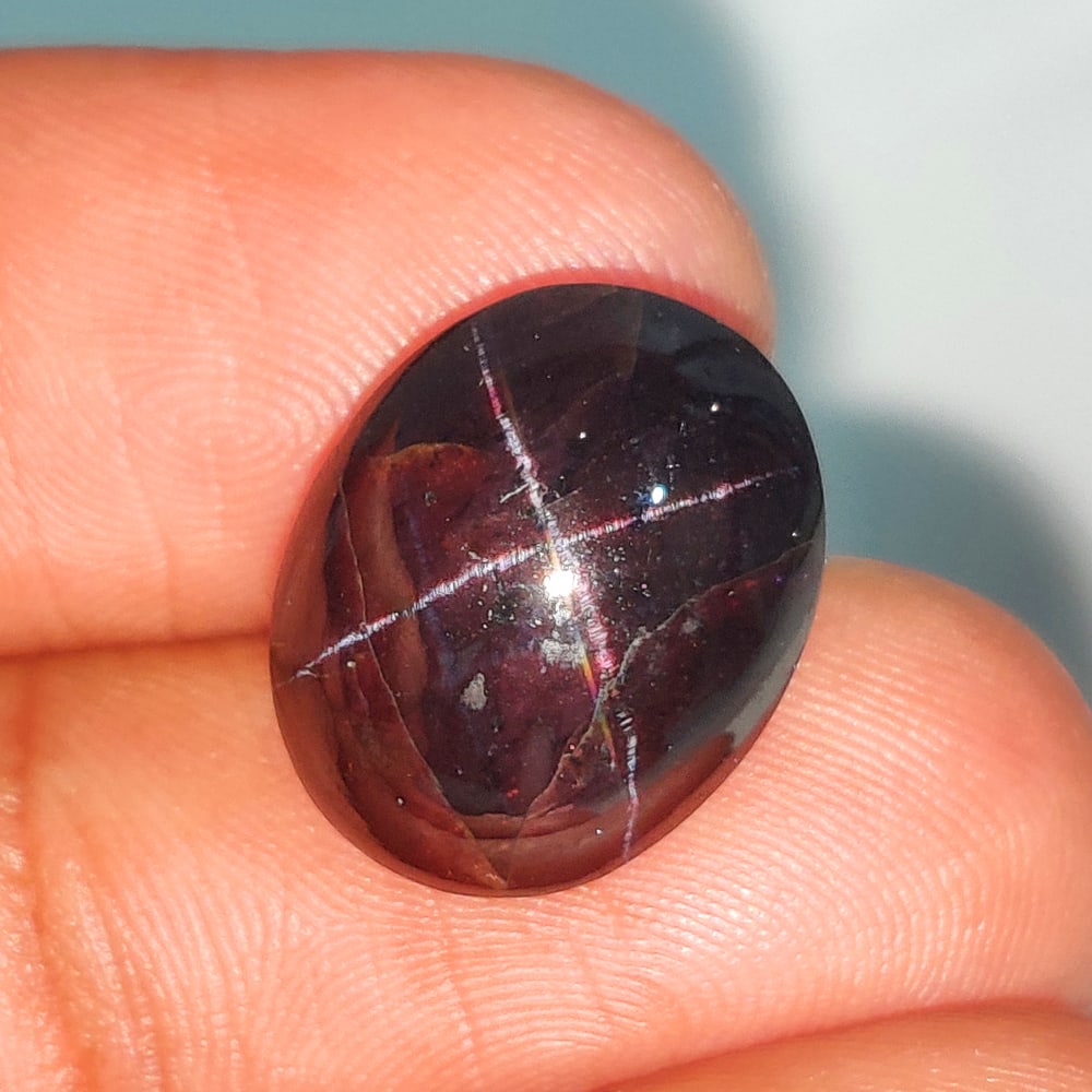 19.30 Ct Natural Star Garnet Oval Cab: Weight - 19.30 Ct / Size - 15.50 x 12.50 x 8.50 mm / Shape - Oval Cab / Clarity - Opaque / Origin - India / Treatment - None