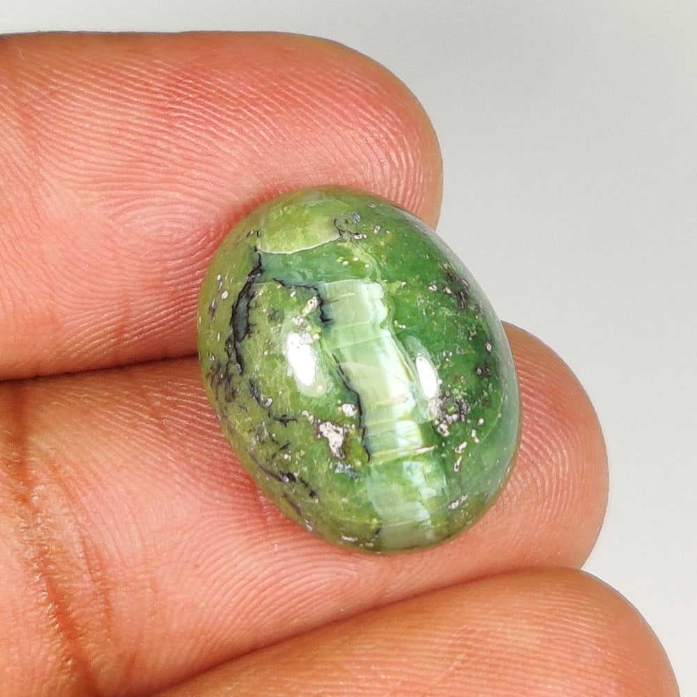 12.46 Ct Natural Green Opal Oval Cab: weight - 12.46 Ct / Dimensions - 17.50 x 13.70 x 8.00 mm / Shape & Cut - Excellent Oval Cab / Origin - Brazil / Comments - None