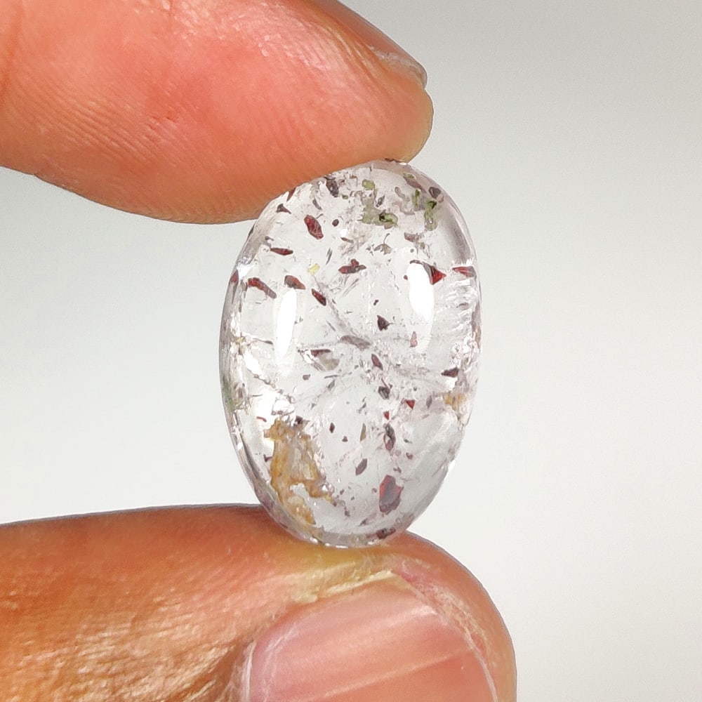 10.64 Ct Natural Rutile Quartz Oval Cab: Weight - 10.64 Ct / Dimensions - 17.40 x 11.50 x 7.00 mm / Shape & Cut - Oval Cab / Transparency - Transaprent / Origin - Norway / Comments - None