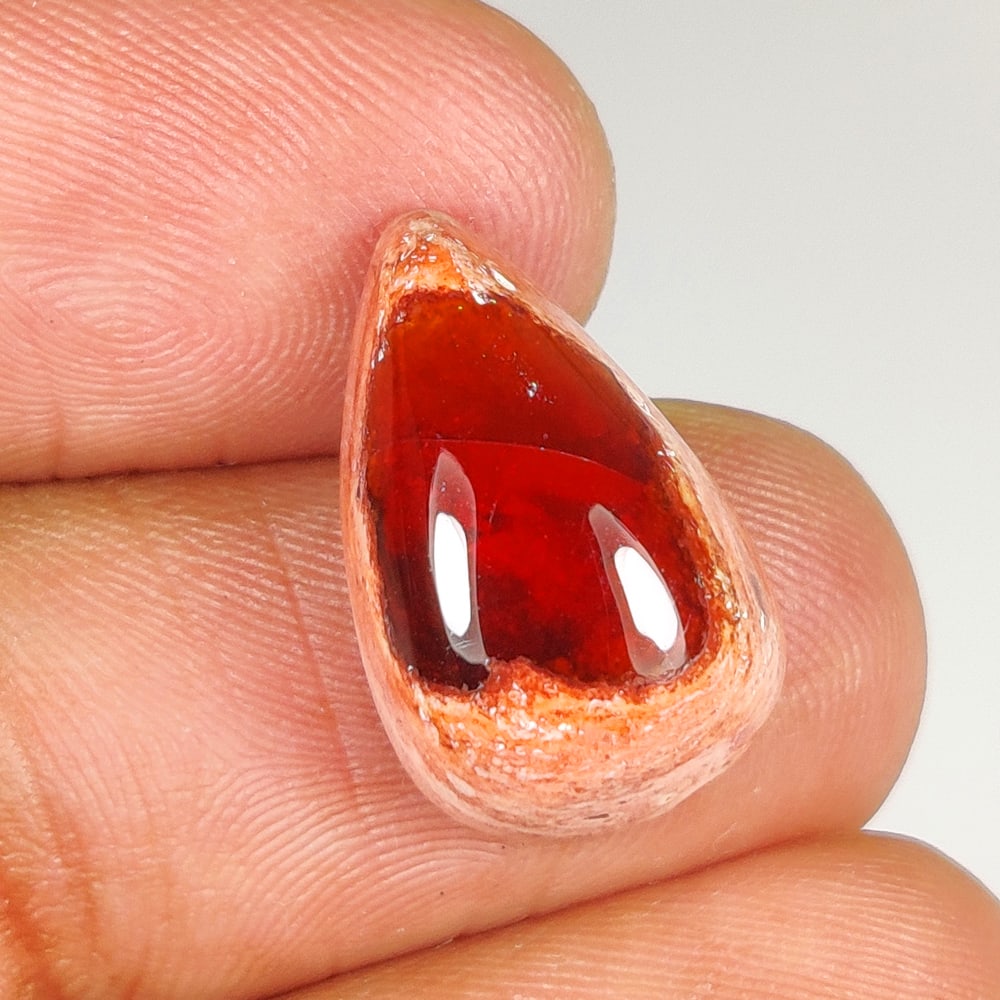 7.81 Ct Natural Fire Opal Pear Cab: Weight - 7.81 Ct / Size - 18.00 x 11.00 x 7.00 mm / Shape - Drilled Pear Cab / Color - Red / Clarity - OPaque / Origin - Brazil / Treatment - None