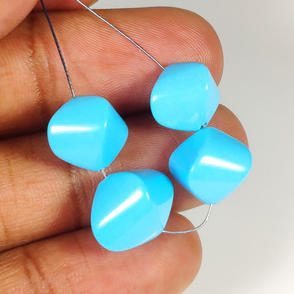 23.82 Ct Natural Blue Turquoise Unshaped Beads: Weight - 23.82 Ct / Size -9.60 - 10.20 mm / 4 Pc's / Good Color / Unshaped Beads - Ready for Jewellery Setting / Origin - Arizona / Treatment - None
