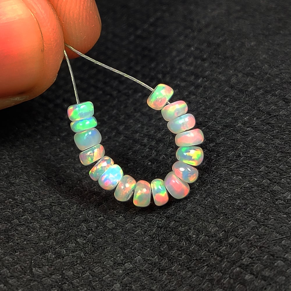 2.48 Ct Natural Multicolor Welo Opal Flash Fire Round Beads: Weight - 2.48 Ct / Dimensions - 3.60 - 3.70 mm / 16 Pc's / Shape & Cut - Drilled Round Beads / Color - Multicolor / Transparency - Translucent / Origin - Ethiopia / Comments - None