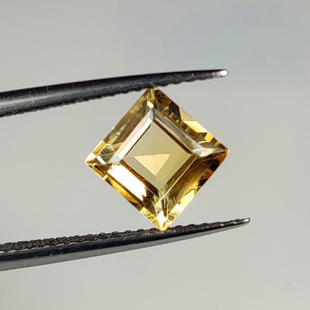 1.47 Ct Natural Yellow Citrine Square Cut: Weight - 1.47 Ct / Size - 7.00 x 6.90 x 4.20 mm / Shape - Square Cut / Color - Yellow / Clarity - VVS / Origin - Brazil / Treatment - Heated
