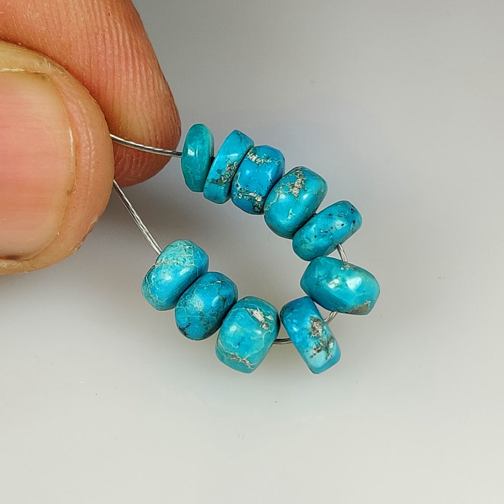 7.65 Ct Natural Blue Turquoise Round Cut Beads: Weight - 7.65 Ct / Size -5.50 - 6.10 mm / 10 Pc's / Good Color / Round Beads - Ready for Jewellery Setting / Origin - Arizona / Treatment - None