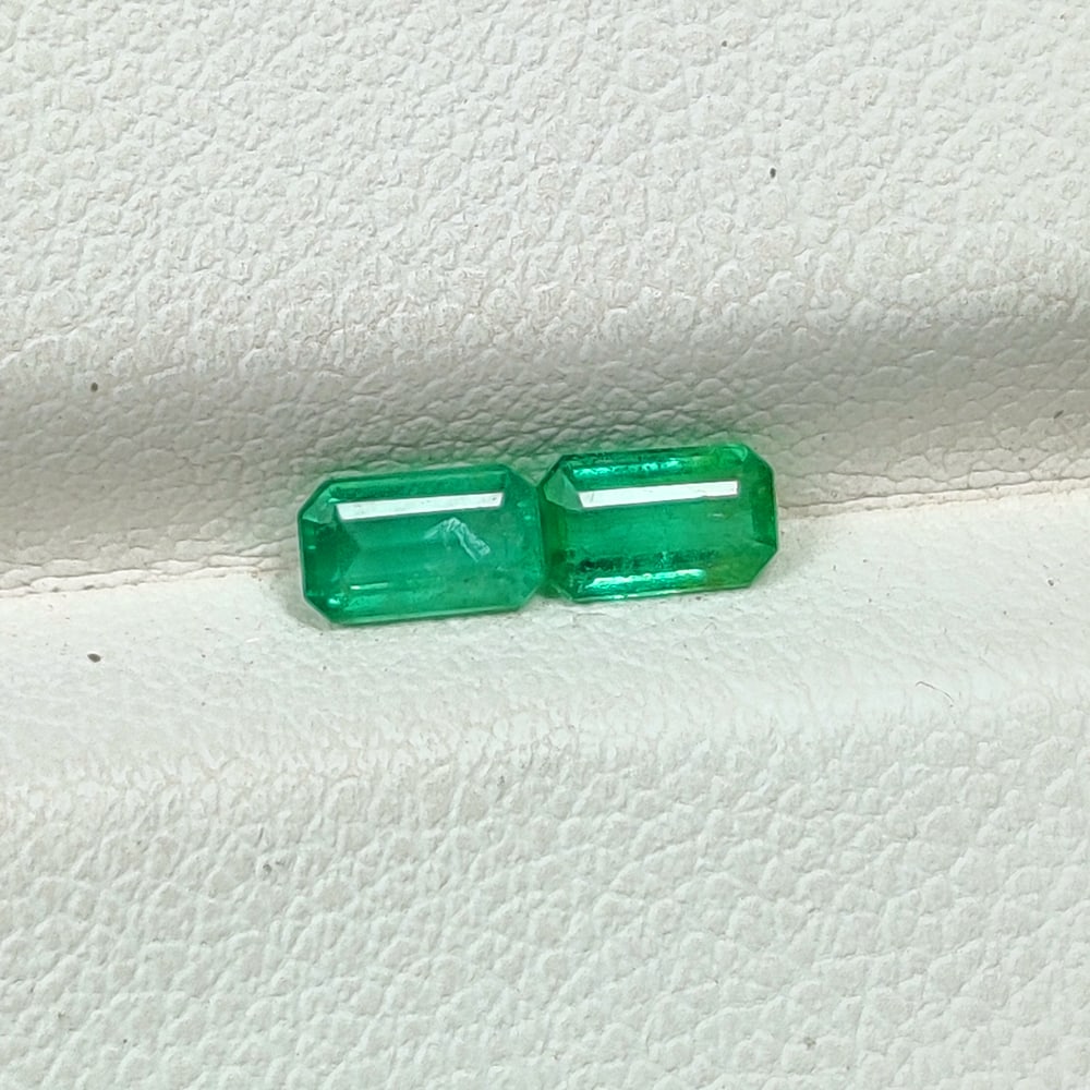0.64 Ct Natural Zambian Green Emerald Octagon Cut Pair (1 of 3)