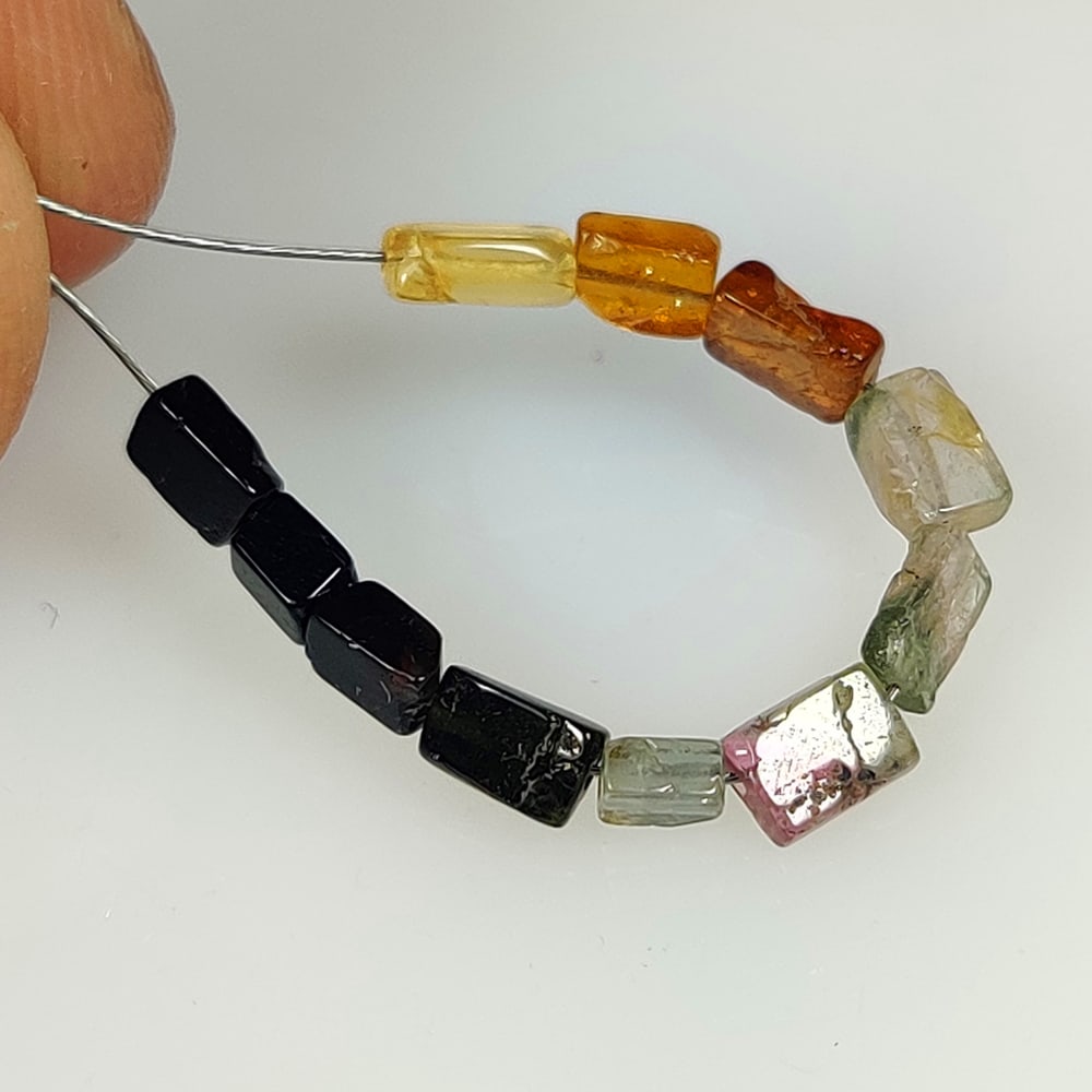 3.76 Ct Natural Multicolor Tourmaline Cushion Cut Beads: Weight - 3.76 Ct / Dimensions - 3.4x2.7 - 5.5x3.3 mm / 11 Pc's / Shape & Cut - Cushion Cut Beads / Color - Multicolor / Transparency - Transparent / Comments - Unheated