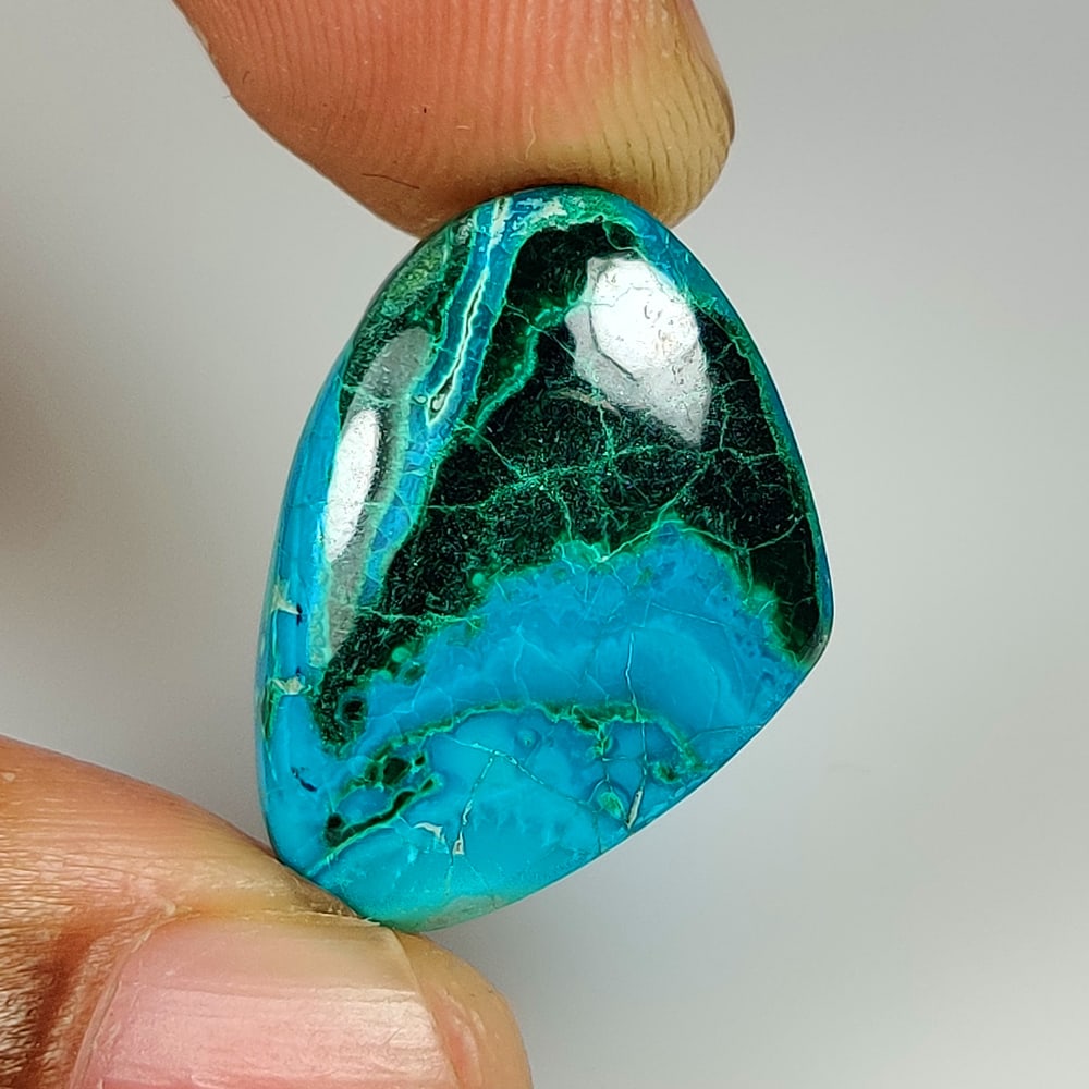 14.05 Ct Natural Azurmalachite Fancy Cab: Weight - 14.05 Ct / Size - 22.40 x 16.10 x 5.20 mm / Shape - Fancy Cab / Color - Green / Clarity - Opaque / Origin - Russia / Treatment - None