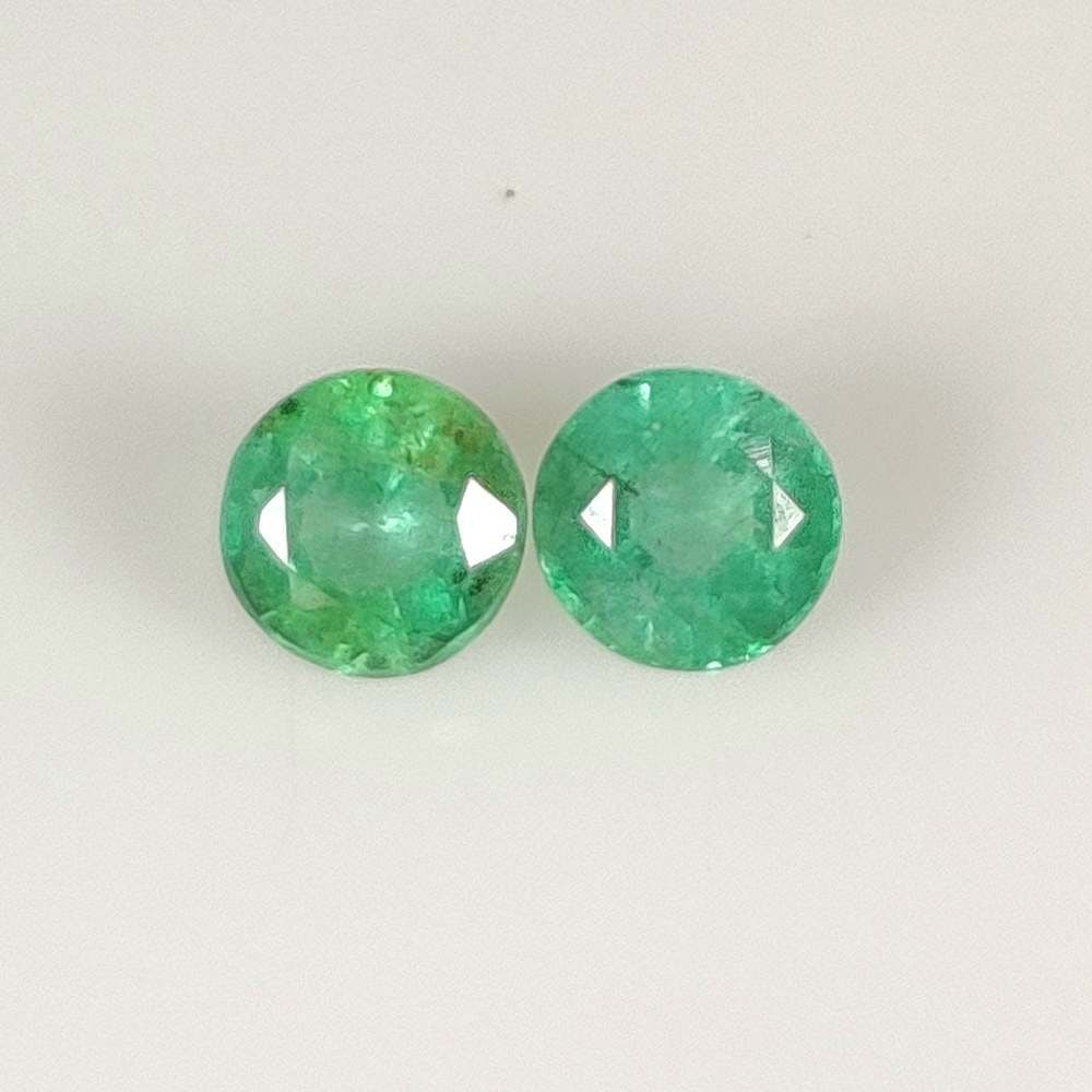 0.70 Ct Natural Zambian Emerald Round Cut Pair (1 of 2)