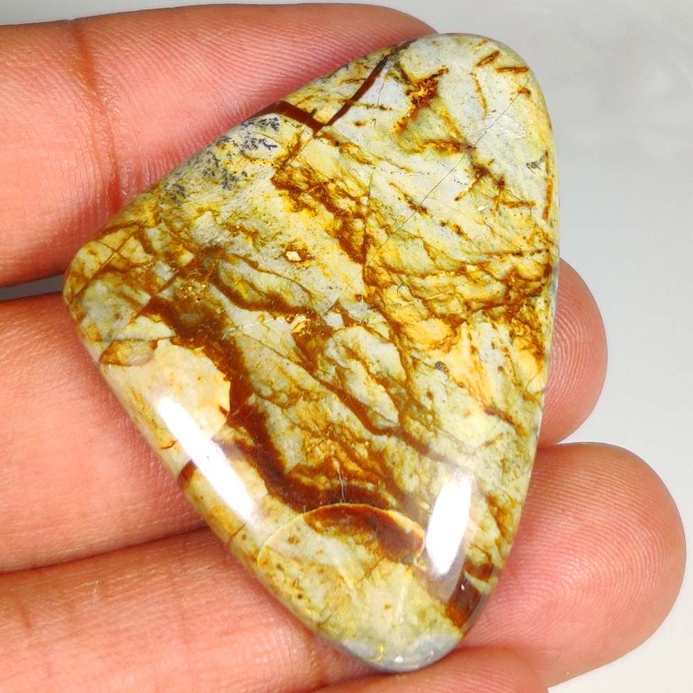 68.93 Ct Natural Jasper Quartz Pear Cab: weight - 68.93 Ct / Size - 44.00 x 33.00 x 6.90 mm / Shape - Excellent Pear Cab / Origin - Brazil / Treatment - None