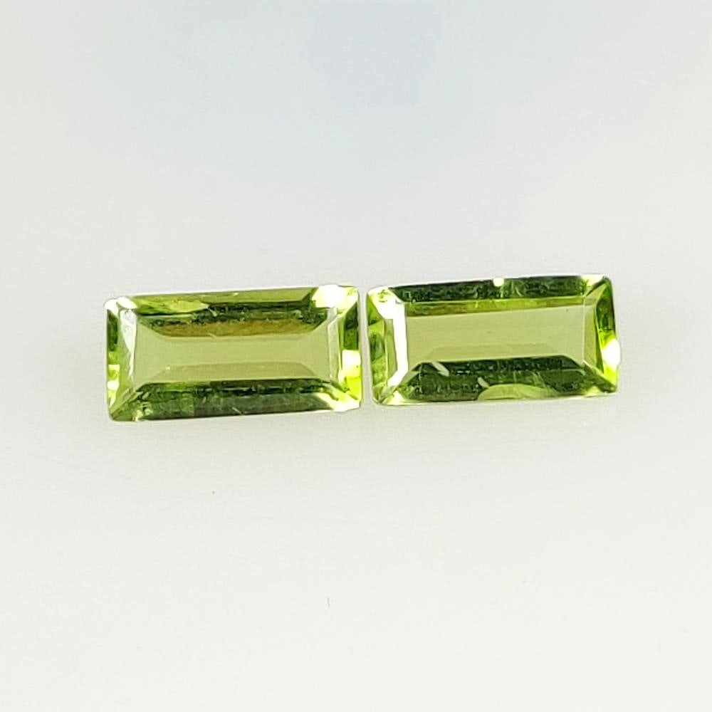 1.68 Ct Natural Green Peridot Rectangle Pair: Weight - 1.68 Ct / Dimensions - 8.00 x 4.00 x 2.40 mm / 2 Pc's / Shape - Rectagnle Cut / Color - Green / Clarity - VVS / Origin - Pakistan / Treatment - None