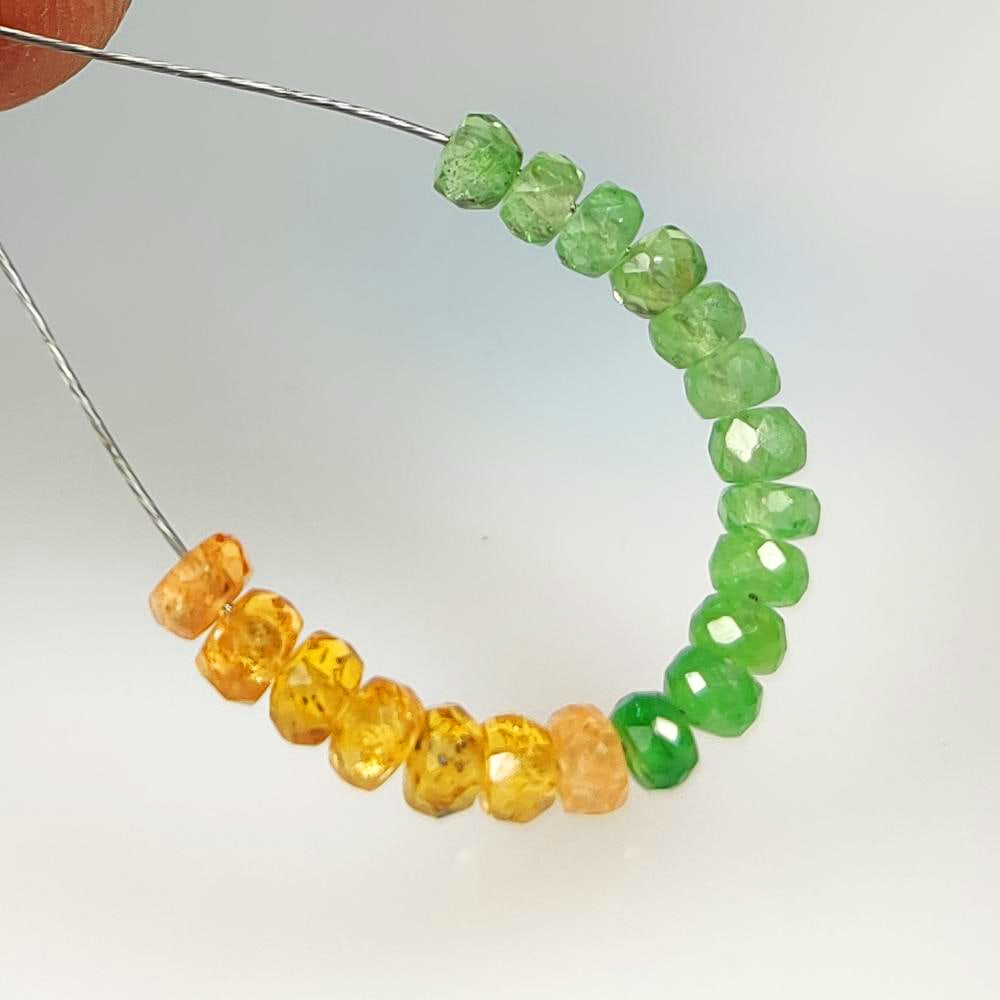 4.23 Ct Natural Tsavorite, Spessartite Garnet Round Beads: Weight - 4.23 Ct / Dimensions - 2.90 - 3.30 mm / 19 Pc's / Shape - Round Beads / Spessartite , Tsavorite / Color - Multicolor / Clarity - Transparent / Origin - Kenya / Treatment - None