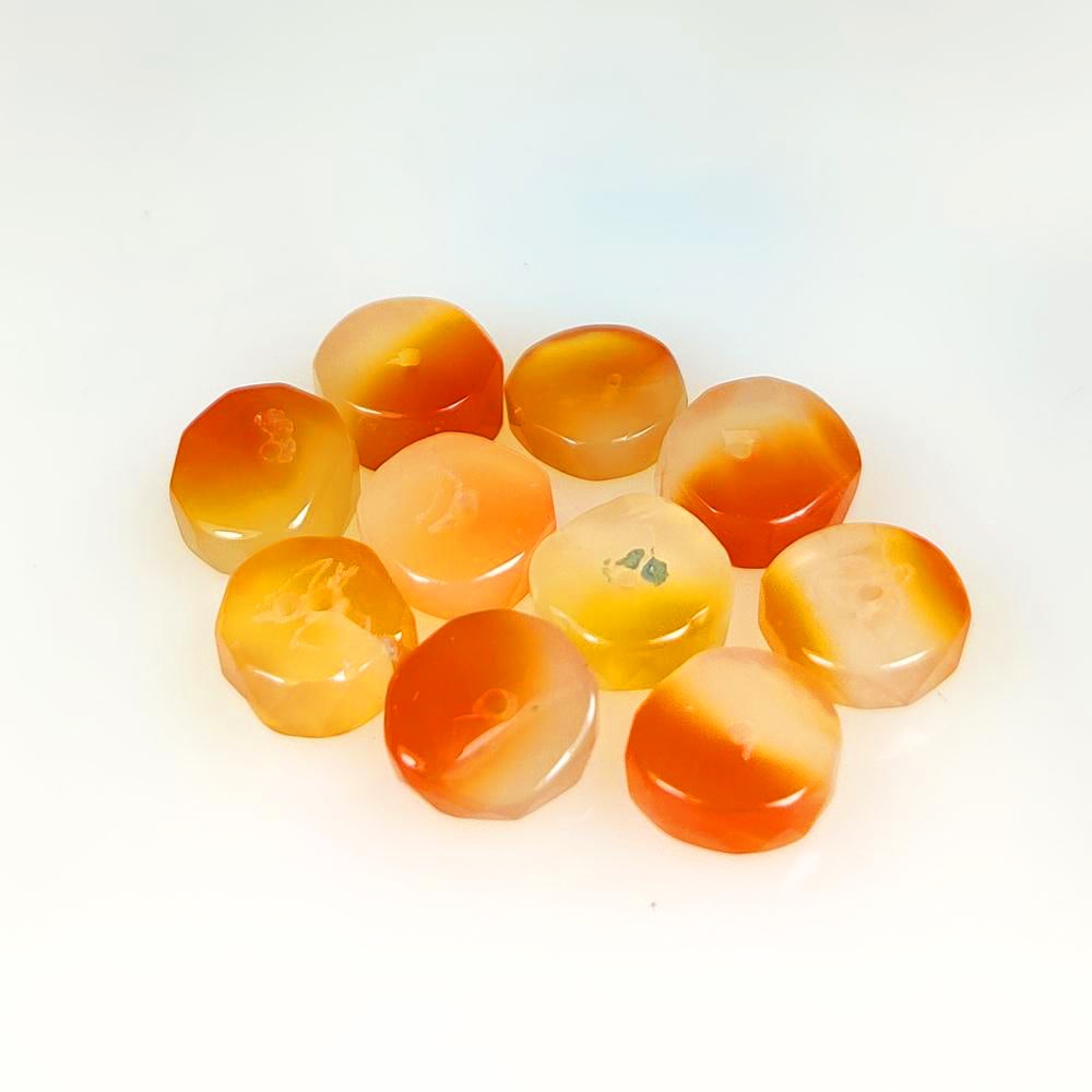 20.01 Ct Natural Carnelian Drilled Round Cut Beads: Weight - 20.01 Ct / Dimensions - 8.20 - 8.40 mm / 10 Pc's / Shape & Cut - Round Cut Beads / Transparency - Semi - Opaque / Origin - Brazil