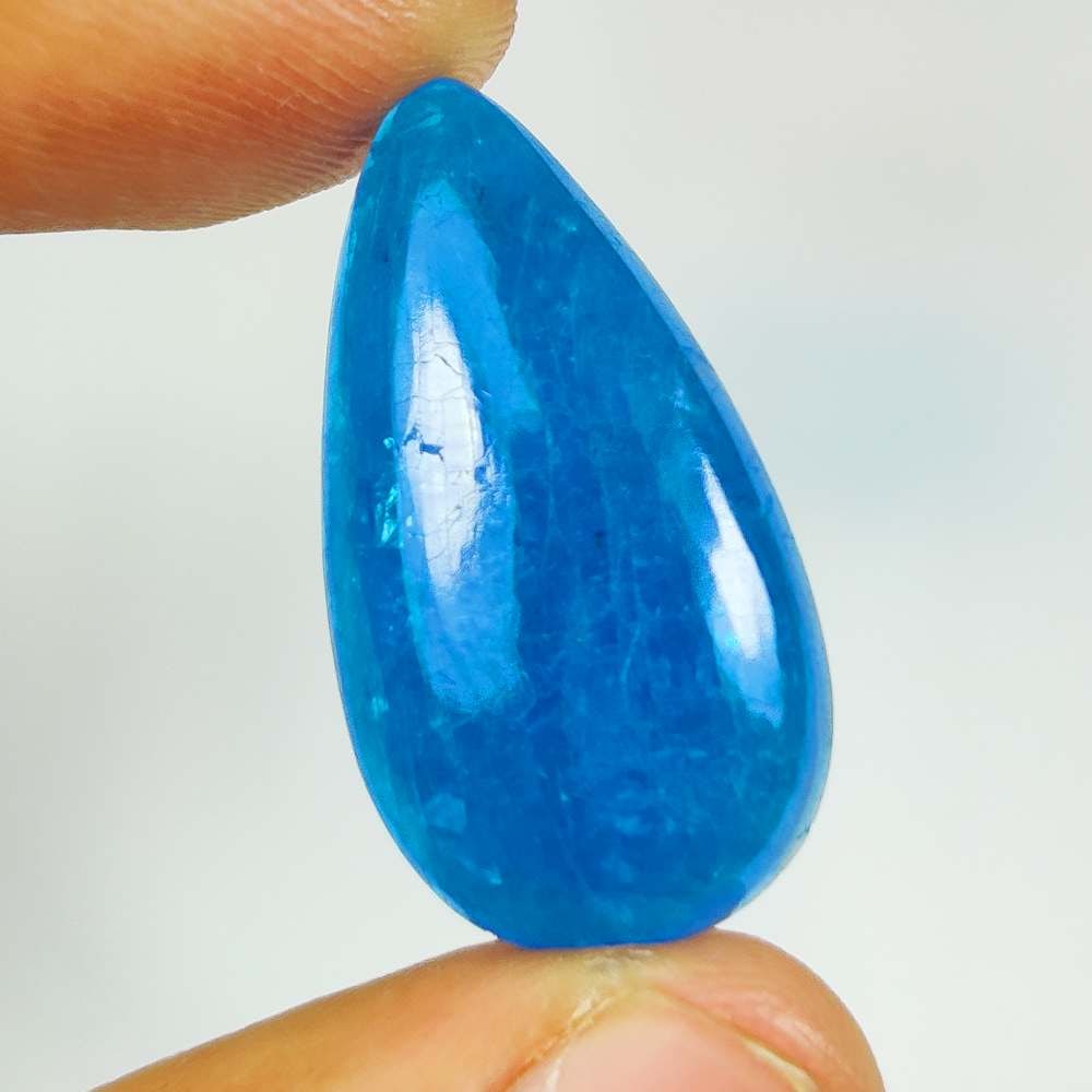 27.14 Ct Natural Blue Apatite Pear Cab (1 of 2)
