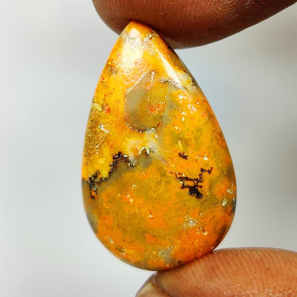 15.30 Ct Natural Bumblebee Jasper Quartz Pear Cab: Weight - 15.30 Ct / Dimensions - 28.50 x 16.90 x 4.90 mm / Shape - Pear Cab / Clarity - Opaque / Origin - Brazil / Treatment - None