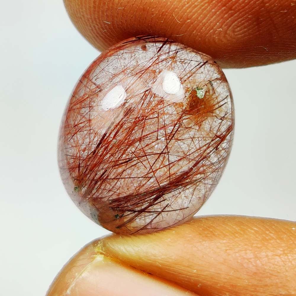 11.92 Ct Natural Rutile Quartz Oval Cab: Weight - 11.92 Ct / Dimensions - 16.00 x 13.50 x 7.70 mm / Shape & Cut - Oval Cab / Transparency - Transaprent / Origin - Norway / Comments - None