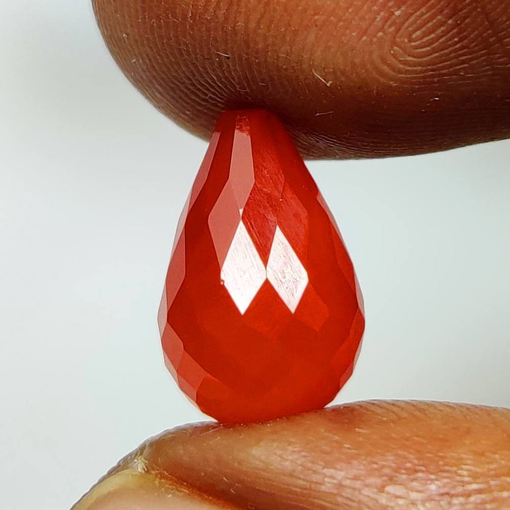 4.80 Ct Natural Orange Carnelian Pear Drop: Weight - 4.80 Ct / Dimensions - 12.50 x 8.10 x 8.10 mm / Shape & Cut - Pear Drop / Transparency - Semi - Opaque / Origin - Brazil