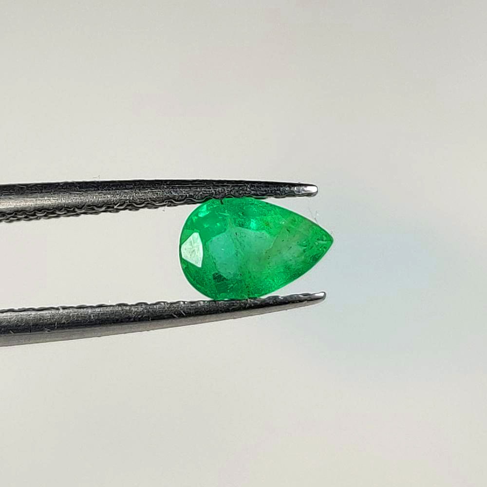 0.61 Ct Natural Zambian Green Emerald Pear Cut (1 of 2)