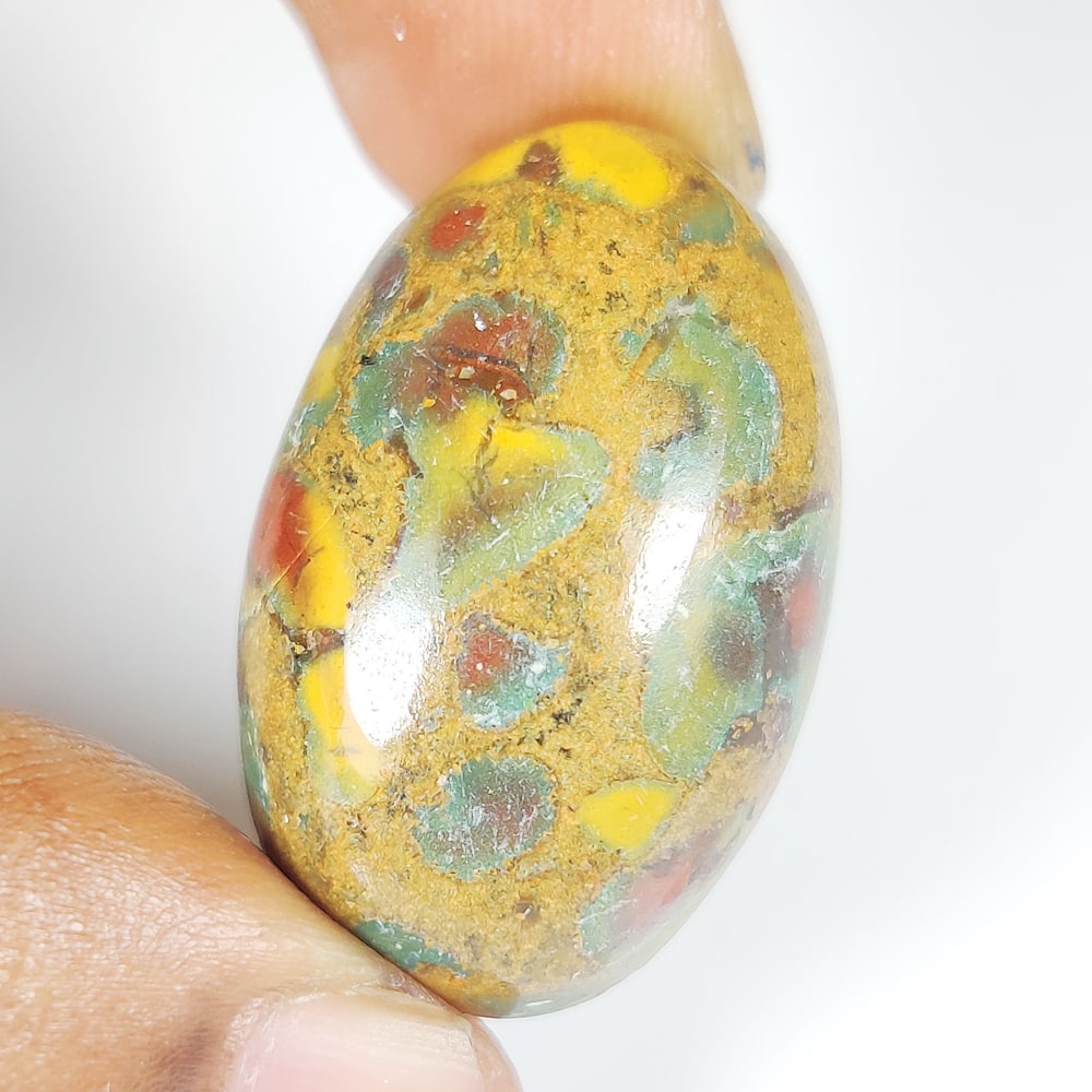 44.57 Ct Natural Fruit Jasper Quartz Oval Cab: weight - 44.57 Ct / Dimensions - 30.00 x 20.00 x 9.50 mm / Shape - Excellent Oval Cab / Origin - Brazil / Treatment - None