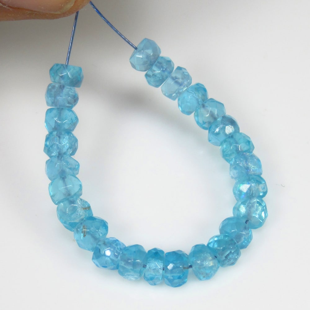 11.30 Ct Natural Blue Apatite Round Cut Beads: Weight - 11.30 Ct / Dimensions - 4.10 - 4.40 mm / 25 Pc's / Top Class Quality / Round Cut Beads / Origin - Brazil / Treatment - None
