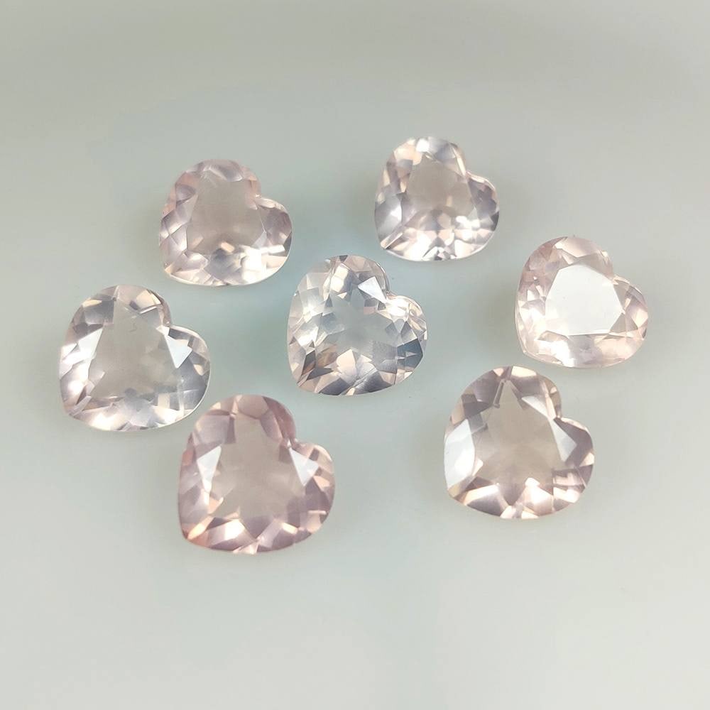35.00 Ct Natural Rose Quartz Heart Cut Set: Weight - 35.00 Ct / Dimensions - 11.8x12.0 - 11.9x12.2 mm / 7 Pc's / Top Class Quality / Heart Cut / Origin - Brazil / Comments - None
