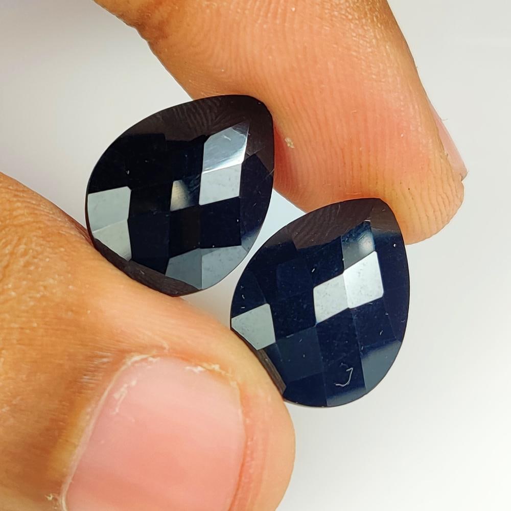 14.48 Ct Natura Black Onyx Pear Cut Pair: Weight - 14.48 Ct / Size - 16.20 x 12.00 x 4.90 mm / 2 Pc's / Shape - Pear Cut / Color - Black / Clarity - OPaque / Origin - Africa / Treatment - None