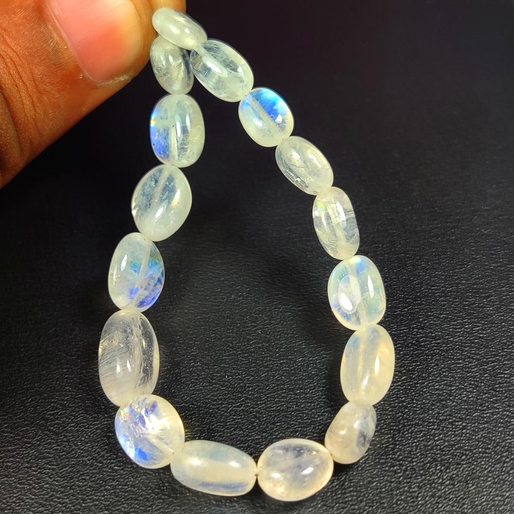 45.82 Ct Natural Blue Tint Moonstone Dumble Beads (1 of 2)