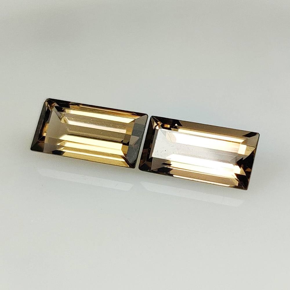8.60 Ct Natural Choco Smoky Quartz Rectangle Cut Pair (1 of 2)