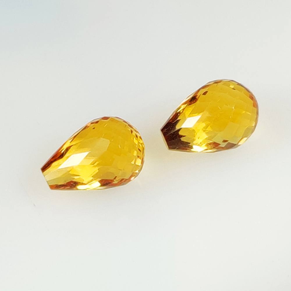 6.55 Ct Natural Yellow Citrine Pear Drop Pair (1 of 2)