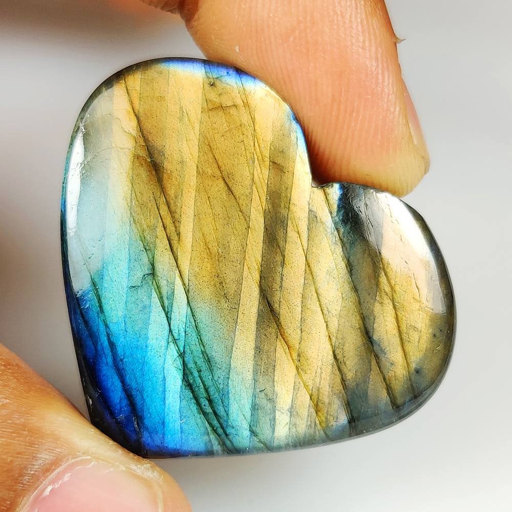 96.16 Ct Natural Labradorite Heart Cab (1 of 2)