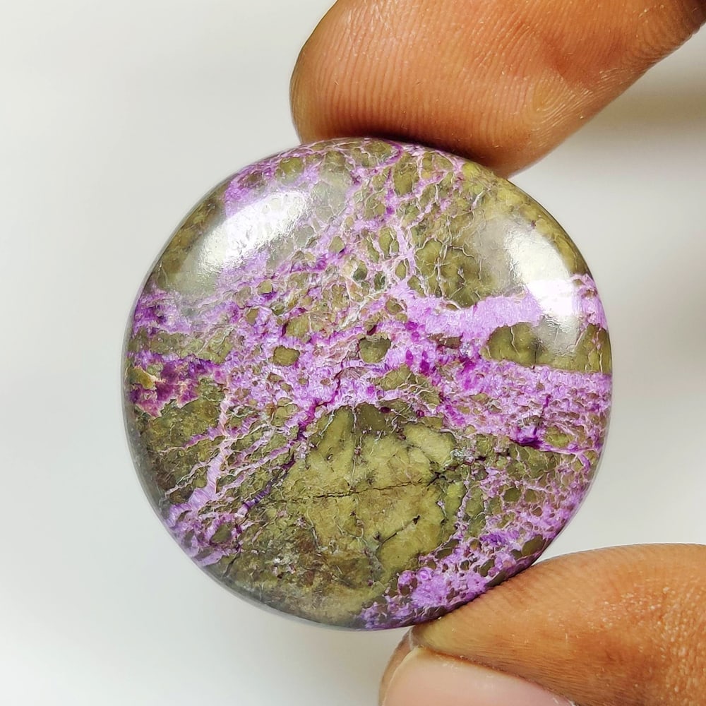 38.52 Ct Natural Stichitite Purpurite Round Cab (1 of 2)