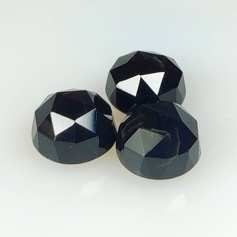 14.24 Ct Natural Black Onyx Round Cut Set: Weight - 14.24 Ct / Size - 10.00 - 10.10 mm / 3 PC's / Shape - Round Cut / Clarity - Opaque / Origin - Brazil / Treatment - None