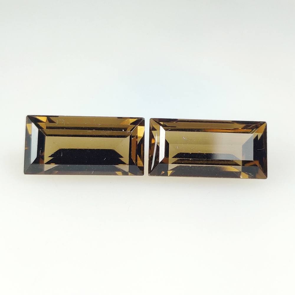 10.23 Ct Natural Choco Smoky Quartz Rectangle Cut Pair (1 of 2)