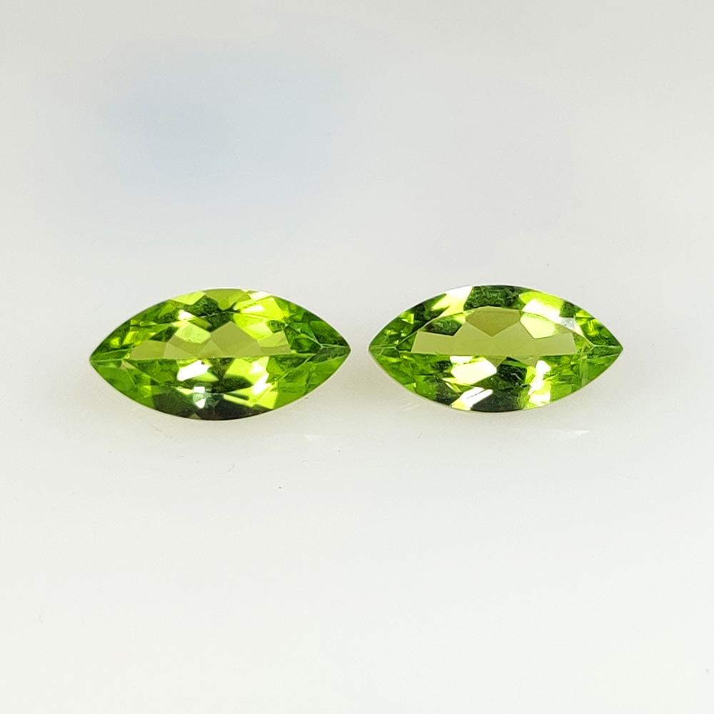 3.96 Ct Natural Green Peridot Marquise Cut Pair: Weight - 3.96 Ct / Size - 12.00 x 6.10 x 3.80 mm / 2 Pc's / Shape - Marquise Cut / Color - Green / Clarity - VVS / Origin - Pakistan / Treatment - None
