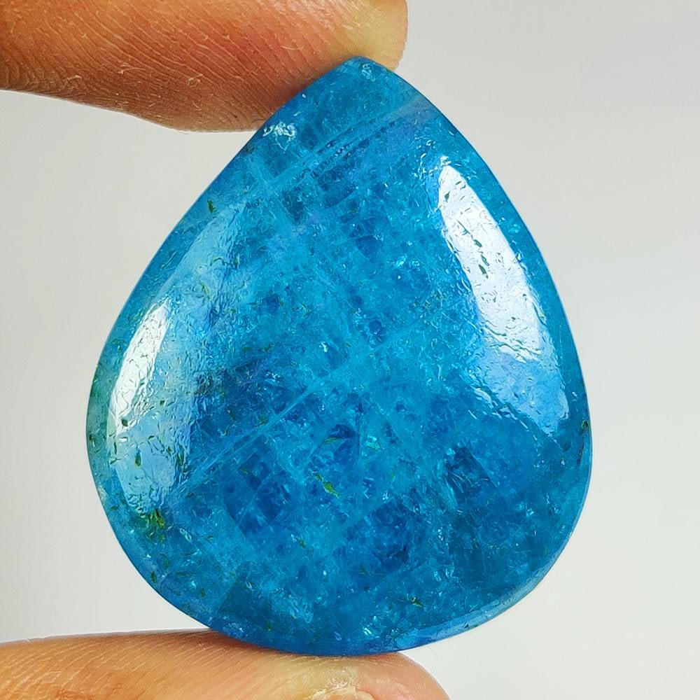 52.61 Ct Natural Blue Apatite Pear Cab (1 of 2)