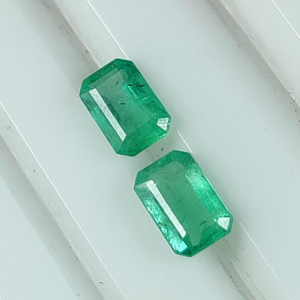 0.93 Ct Natural Zambian Emerald Octagon Cut Pair (1 of 2)