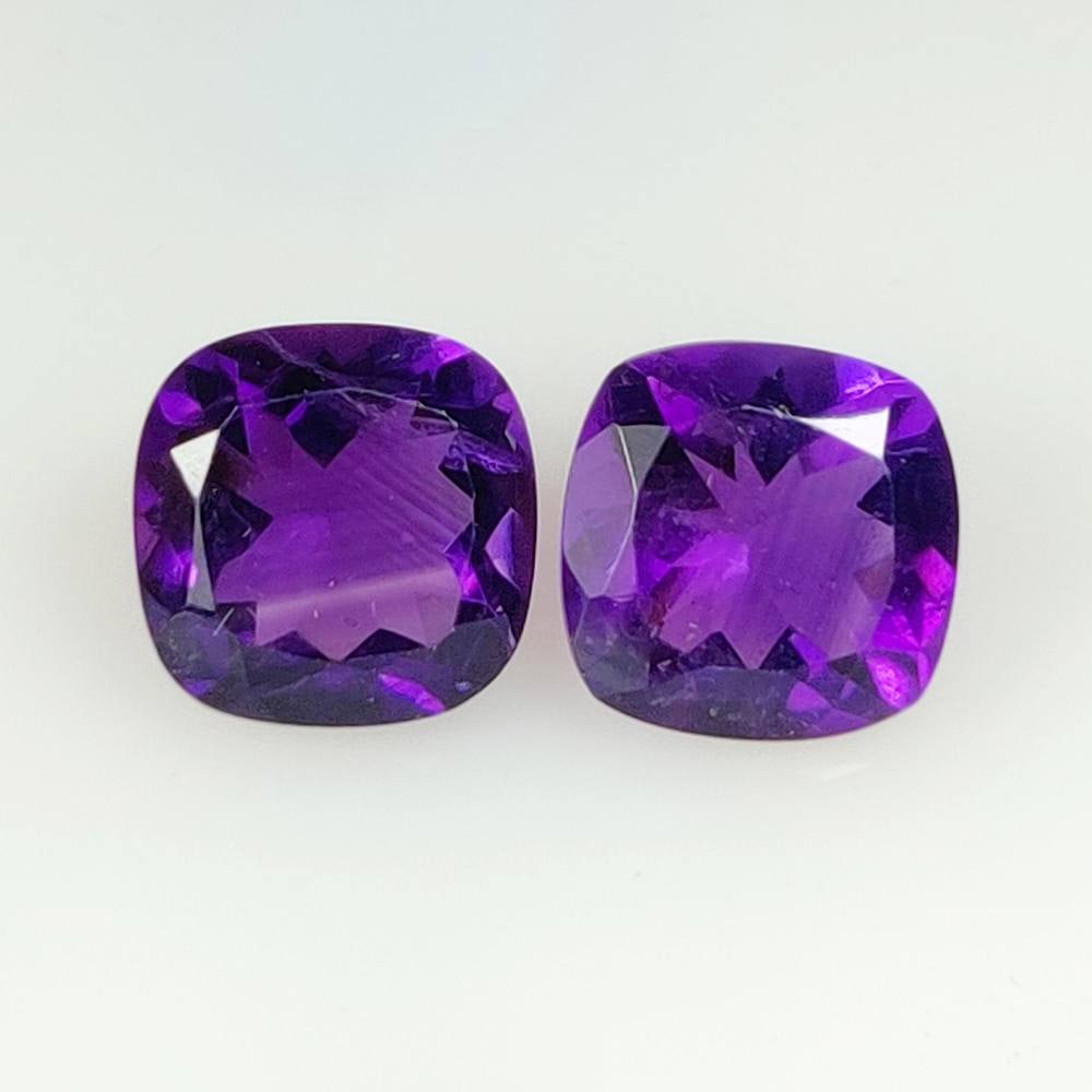 12.02 Ct Natural Purple Amethyst Cushion Cut Pair (1 of 2)