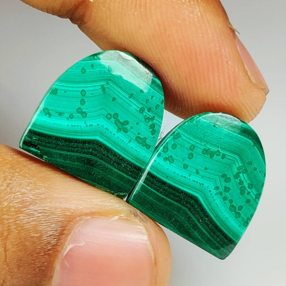 32.17 Ct Natural Green Malachite Fancy Cab Pair (1 of 2)