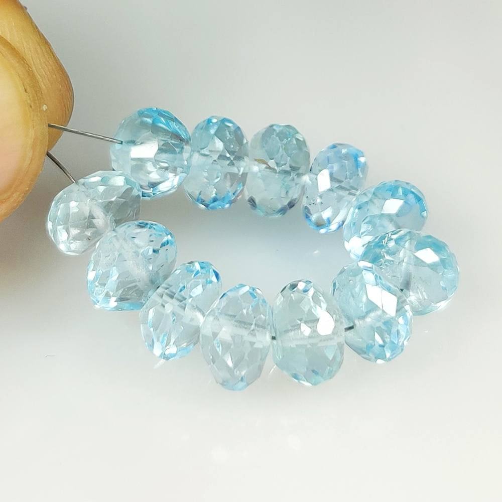 38.62 Ct Natural Blue Topaz 2.7" Round Faceted Drilled Beads (1 of 2)