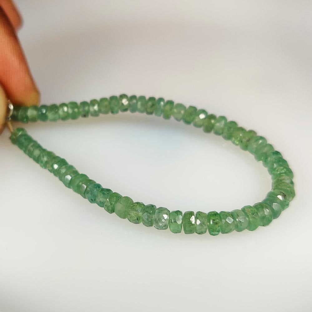 29.89 Ct Natural Green Aventurine Round Cut Beads Bracelet: Weight - 29.89 Ct / Size - 3.90 - 4.60 mm / 61 Pc's / 6.75" inches / Shape - Round Cut Beads / Color - Green / Clarity - Transparent / Origin - Italy / Treatment - None