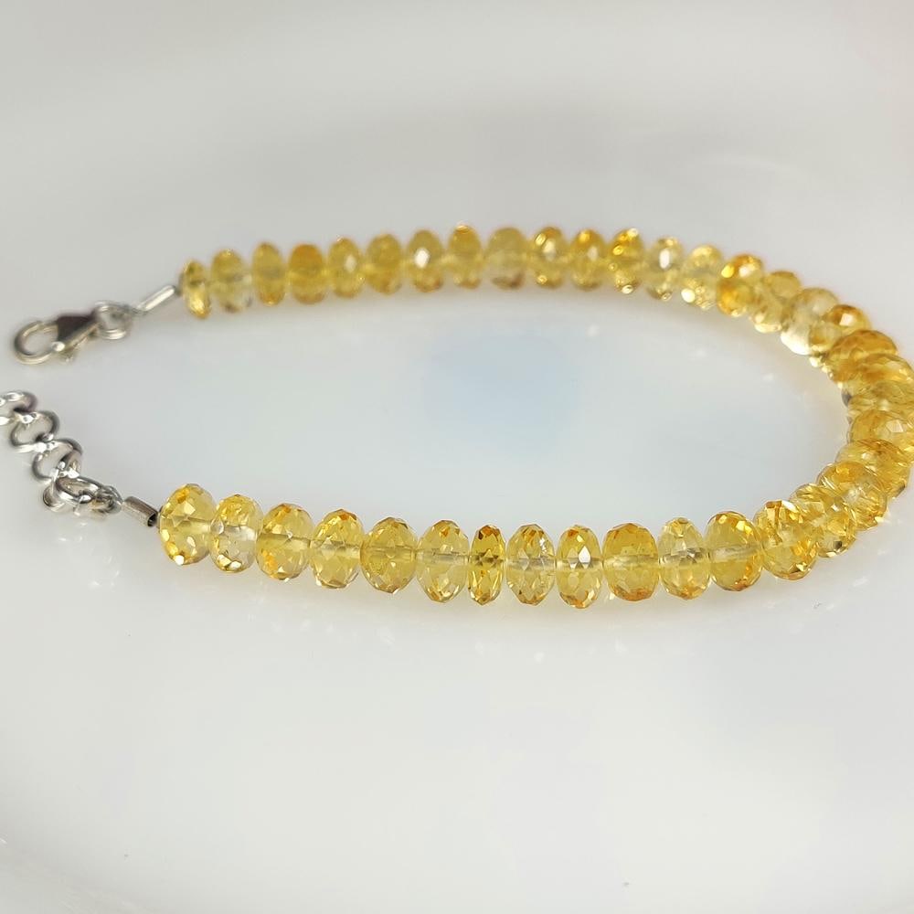 37.15 Ct Natural Yellow Citrine Round Cut Beads Bracelet (1 of 3)