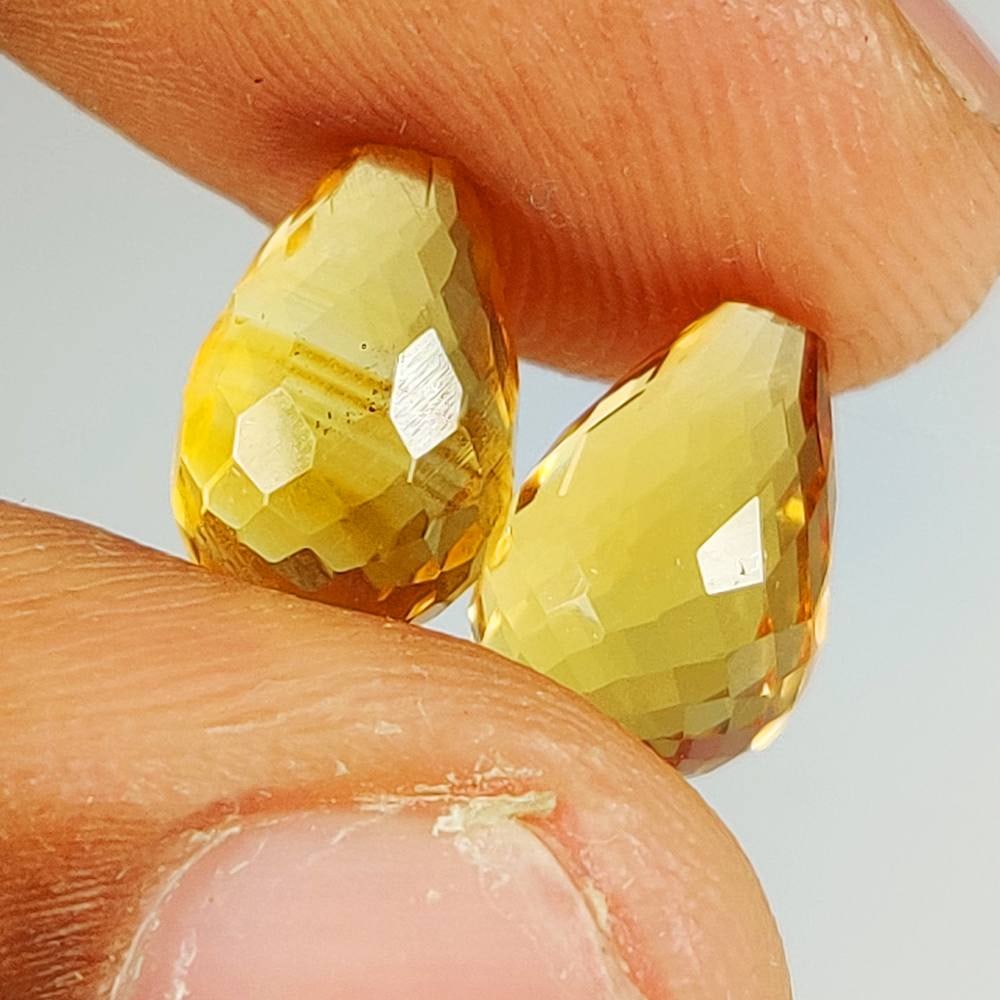 6.51 Ct Natural Yellow Citrine Pear Drop Pair (1 of 2)