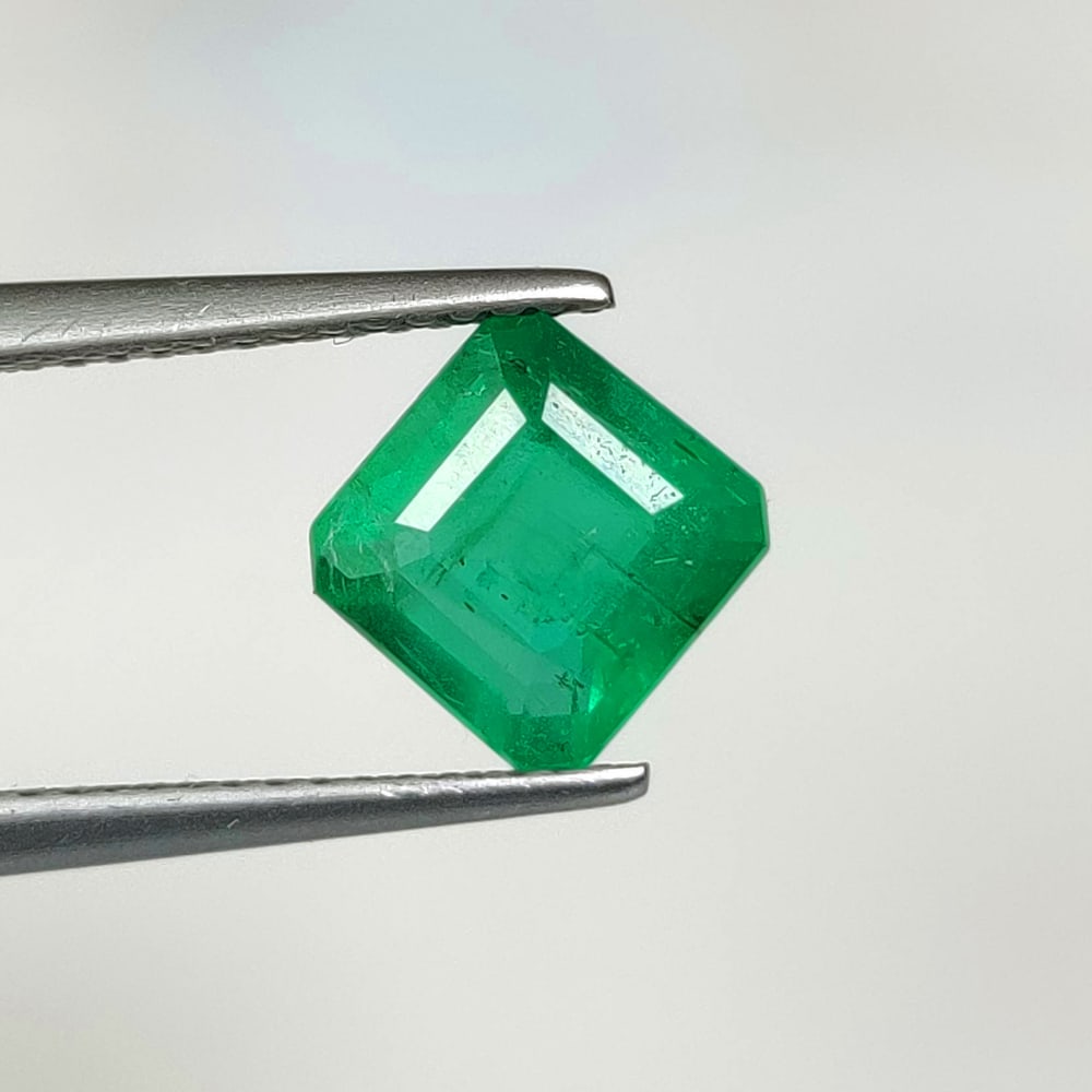 2.04 Ct Natural Zambian Green Emerald Square Octagon Cut (1 of 3)