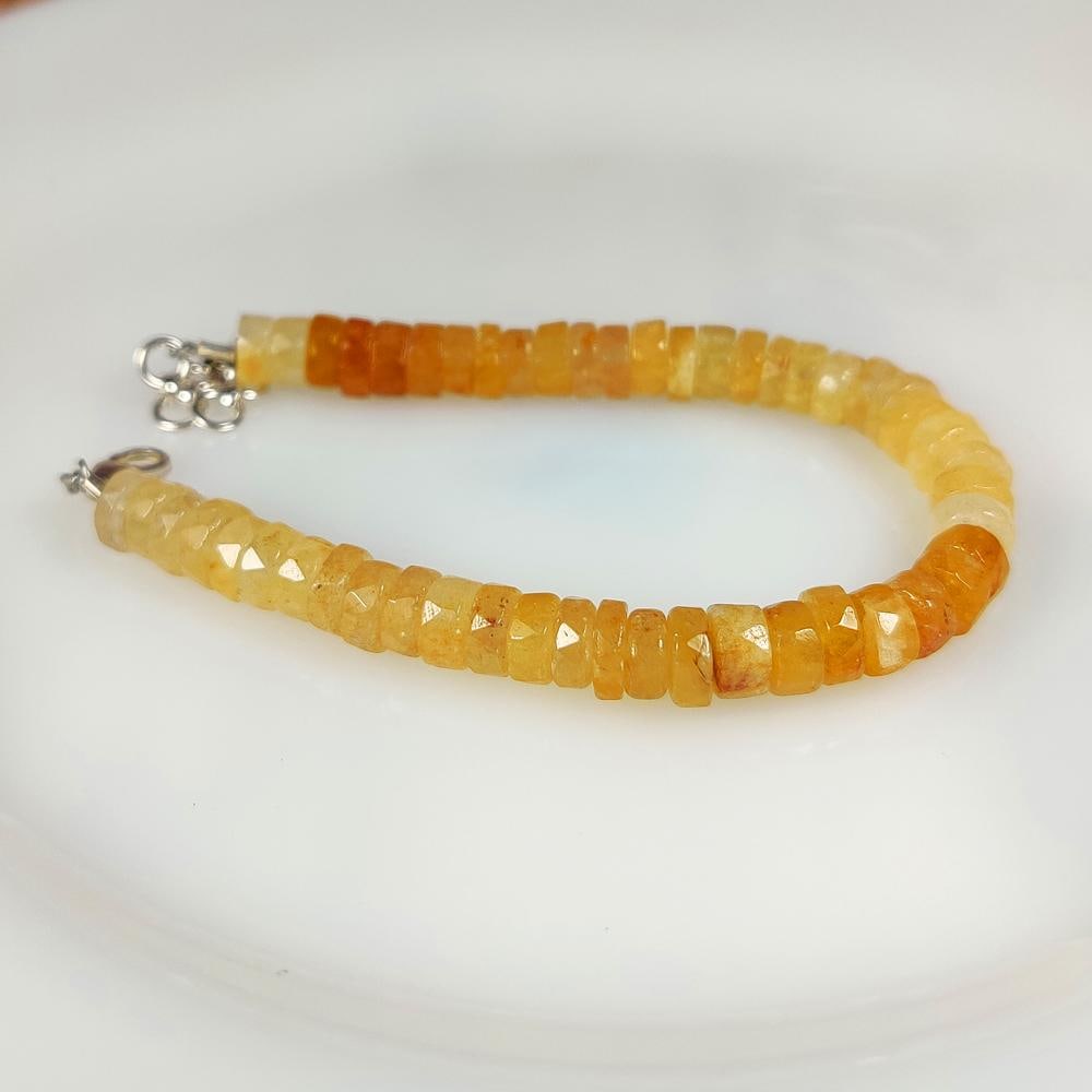55.63 Cts Natural 925 Silver Hooked Carnelian Beads Bracelet: Weight - 55.63 Ct / Size - 6.30-6.80 mm / Shape - Round Cut / Color - Yellow / Clarity - Transparent / Origin - Brazil/ Treatment - None