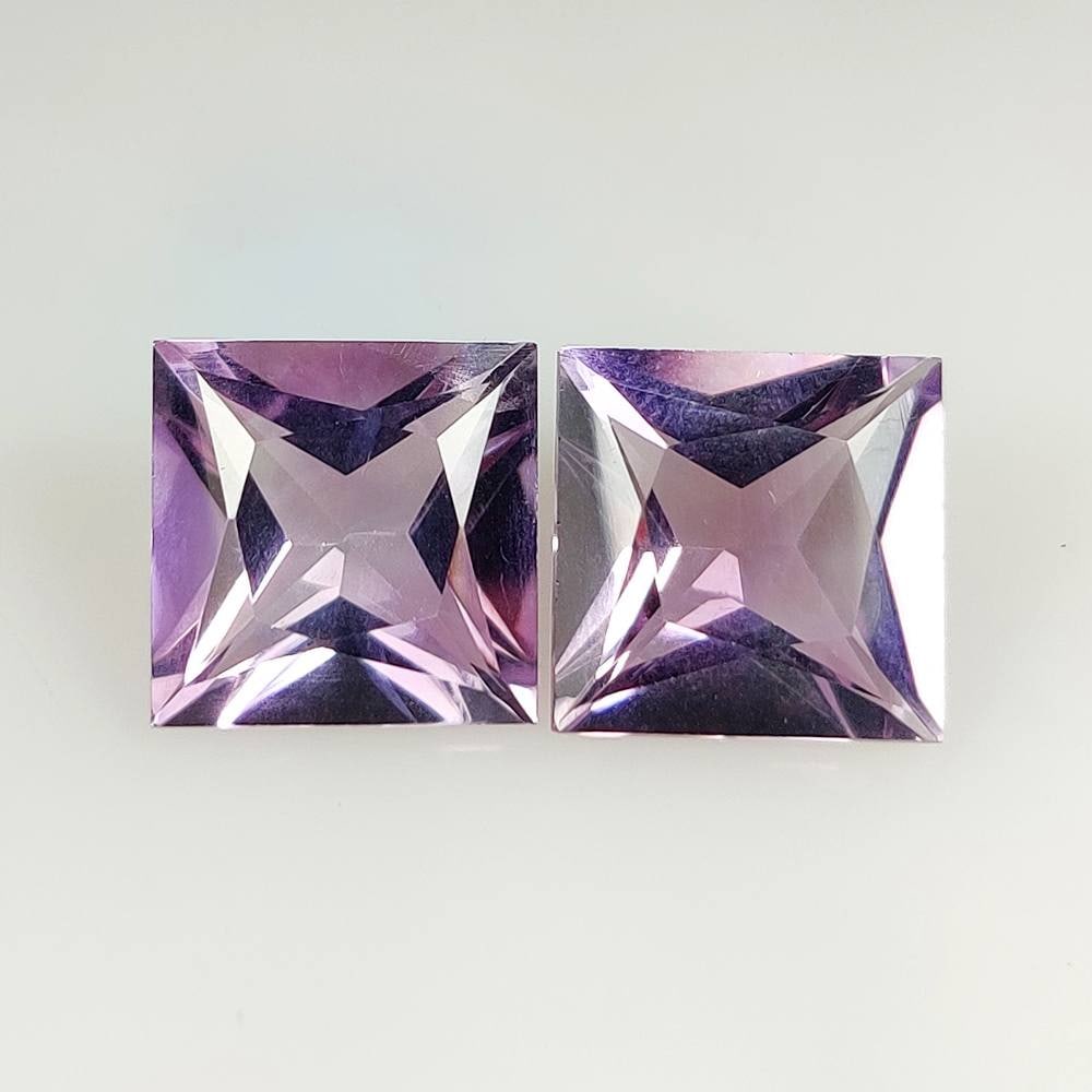 20.61 Ct Natural Purple Amethyst Square Cut Pair (1 of 2)