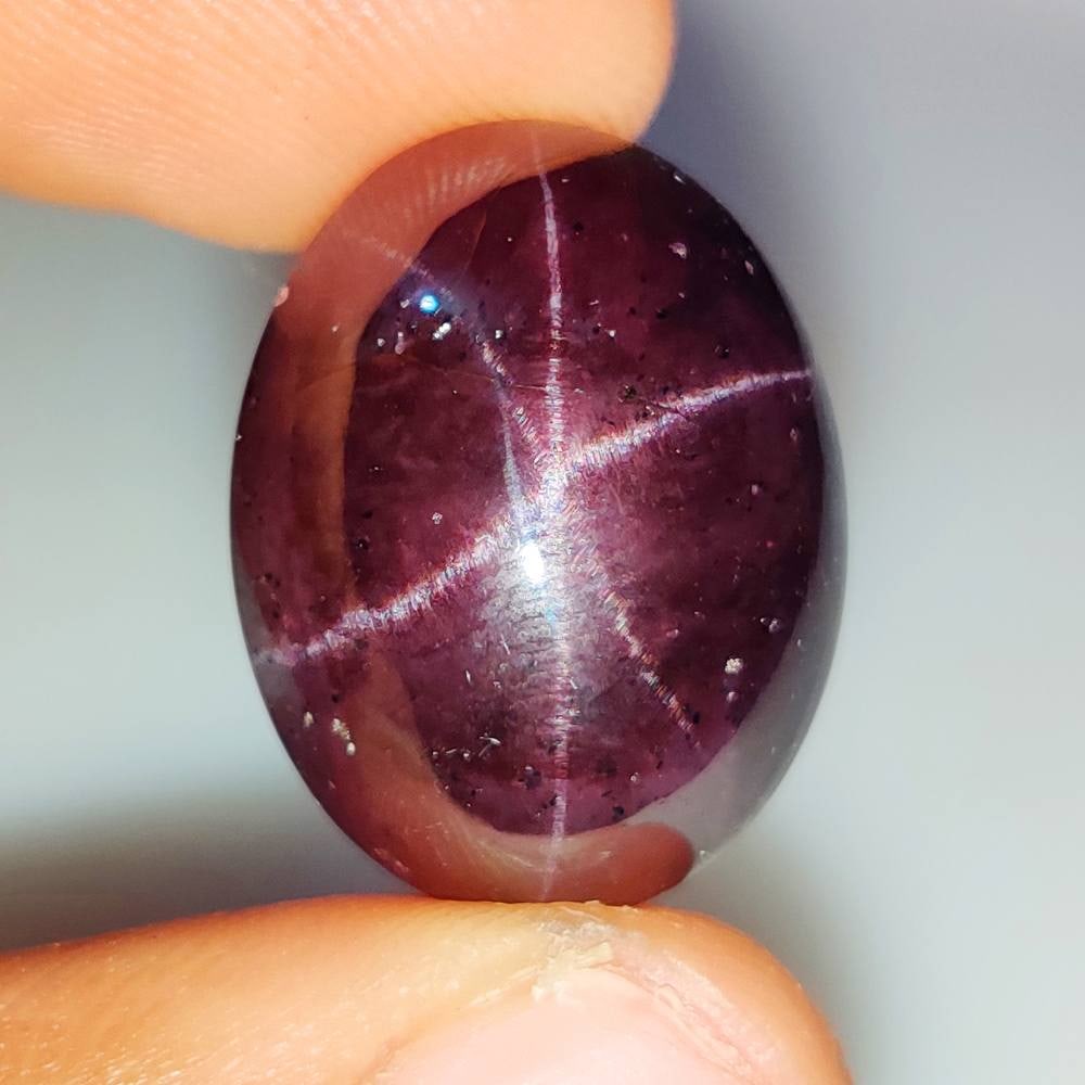 46.17 Ct Natural Star Garnet Oval Cab: Weight - 46.17 Ct / Dimensions -23.00 x 16.70 x 11.10 mm / Shape - Oval Cabochon / Clarity - Opaque / Origin - India / Treatment - None