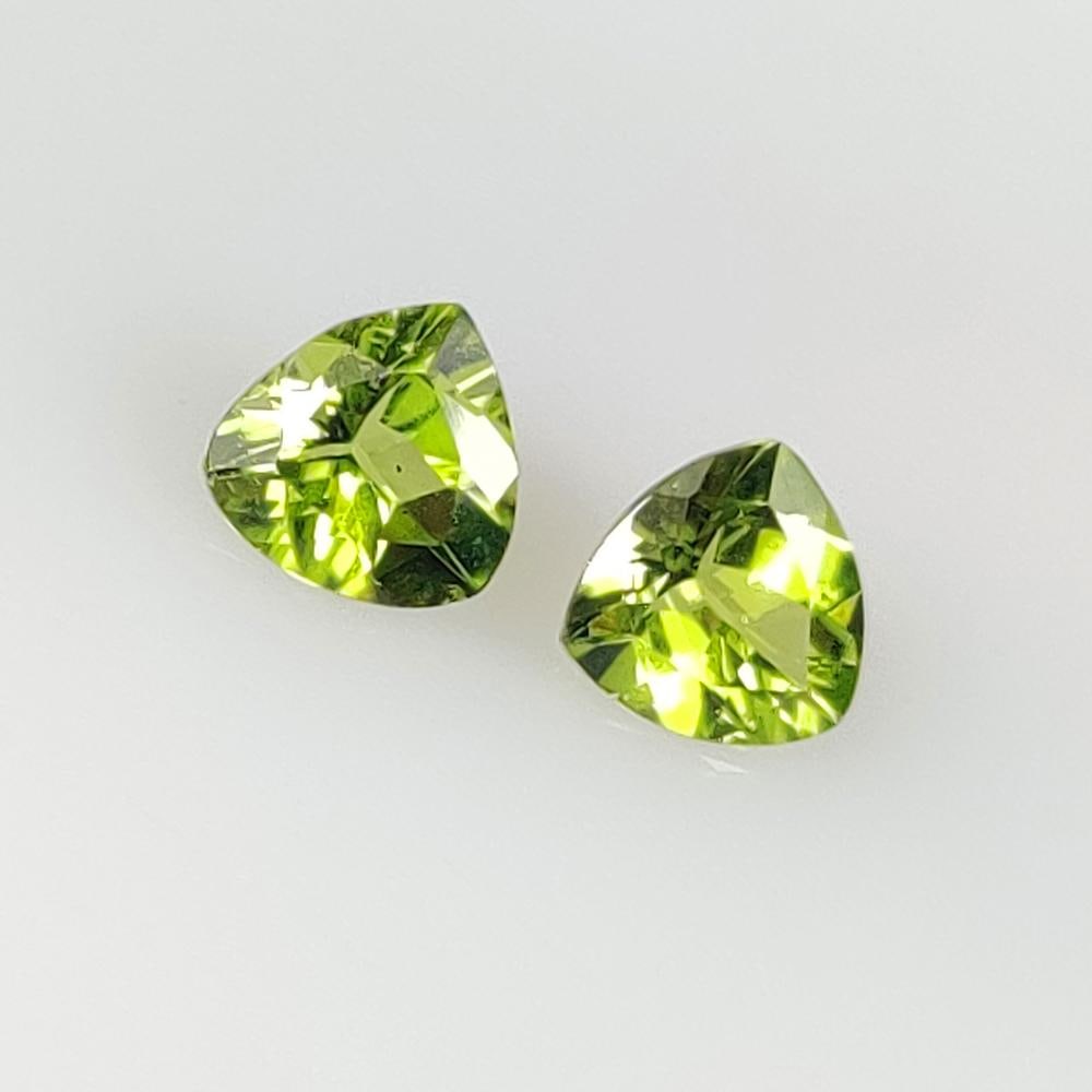 2.44 Ct Natural Green Peridot Trillion Cut Pair (1 of 2)