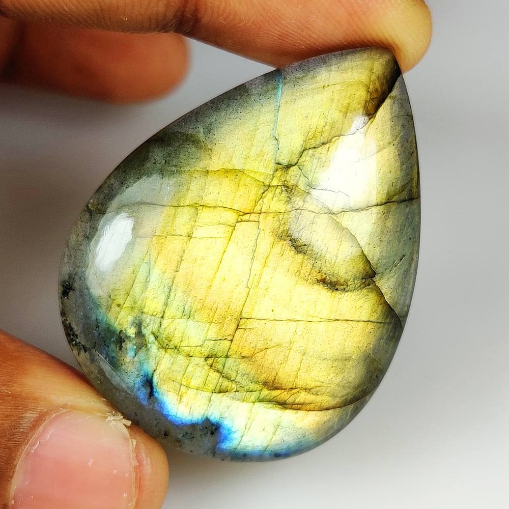 88.47 Ct Natural Labradorite Pear Cab (1 of 2)