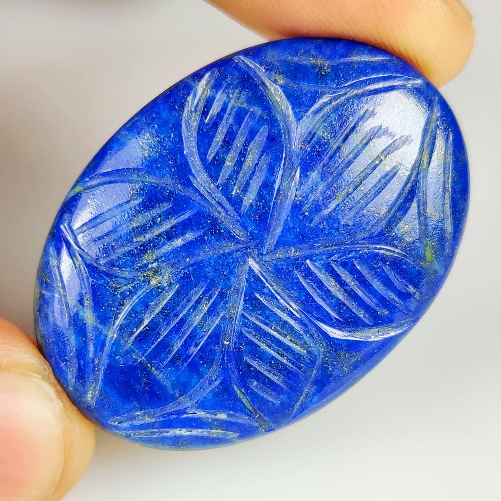 72.05 Ct Natural Blue Lapis Lazuli Oval Carving Cab (1 of 2)
