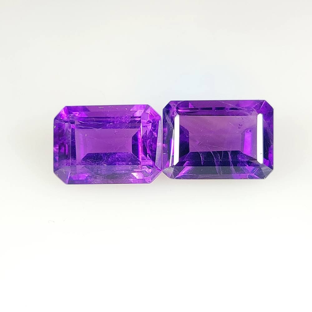 15.11 Ct Natural Purple Amethyst Octagon Cut Pair (1 of 2)